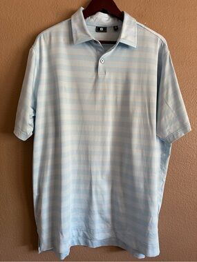 FootJoy Light Blue Polo with Cream Stripes Size XL
